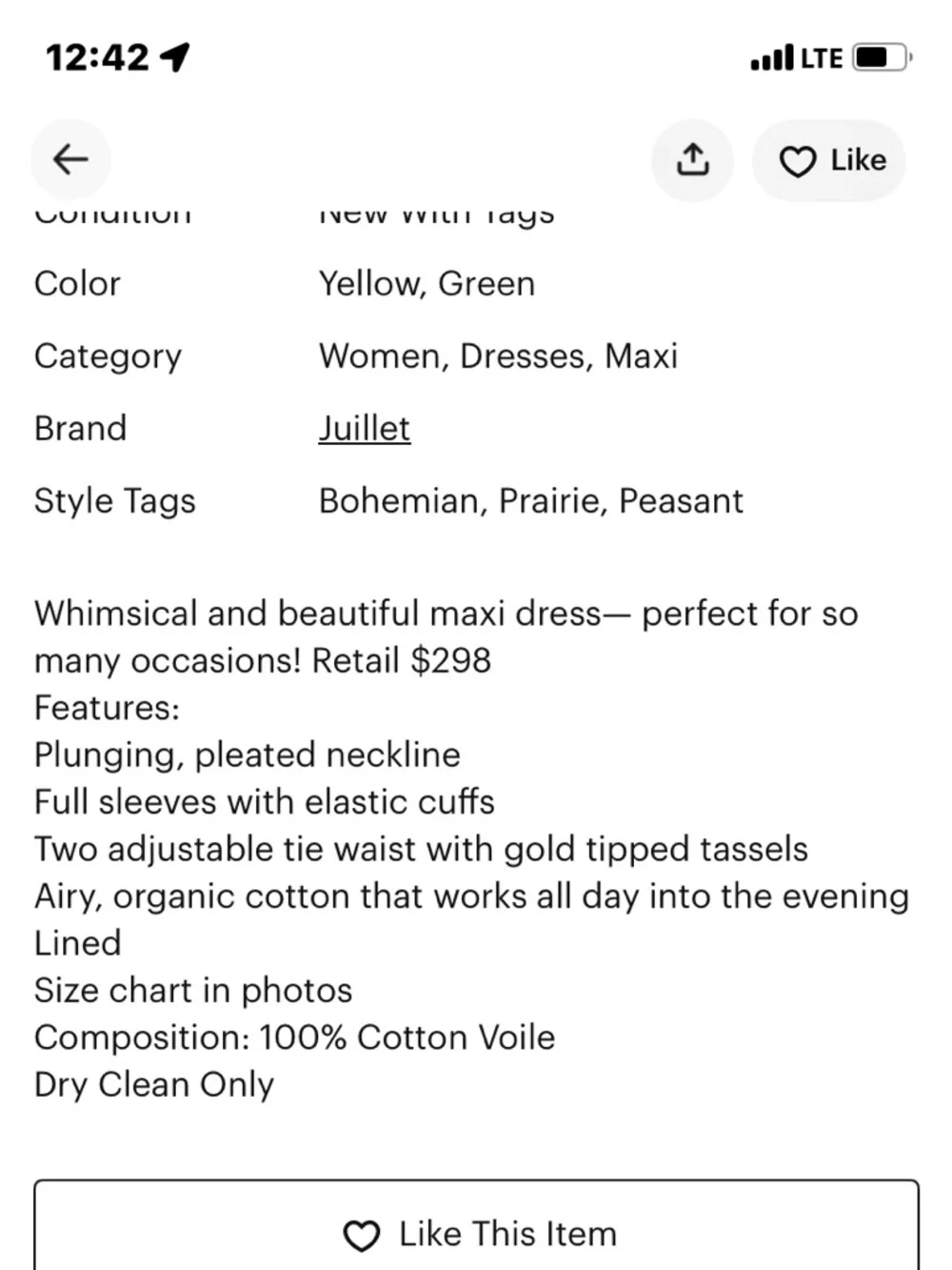 JUILLET Merritt Maxi cotton floral dress gorgeous! - Picture 11 of 11